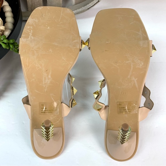 Cape Robbin Zinc Spiked Square Toe Nude High Heels - Picture 11 of 13